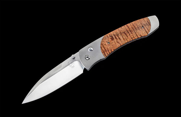 William Henry Titanium Pocketknife With Stainless Blade And Curly Koawood