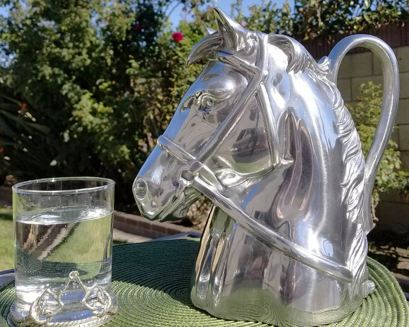 Silver horse head pitcher