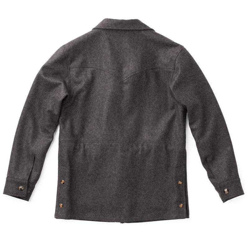 Gray jacket with button details on a white background