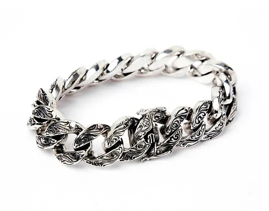 Sterling silver 5/8” links engraved bracelet
