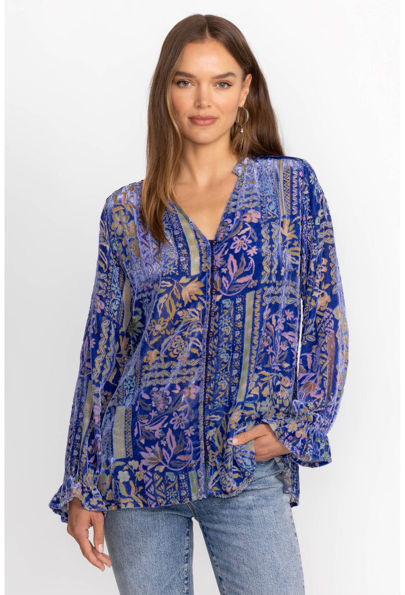 JOHNNY WAS JOASIE BURNOUT BLOUSE