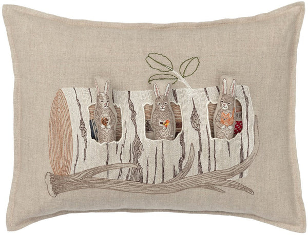 Coral & Tusk Aspen Log Bunnies Pocket Pillow