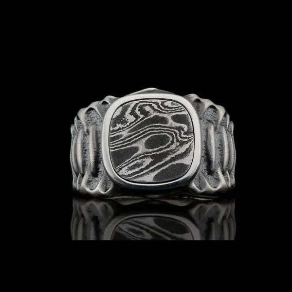 WILLIAM HENRY ECHELON DAMASCUS RING- SIZE 10