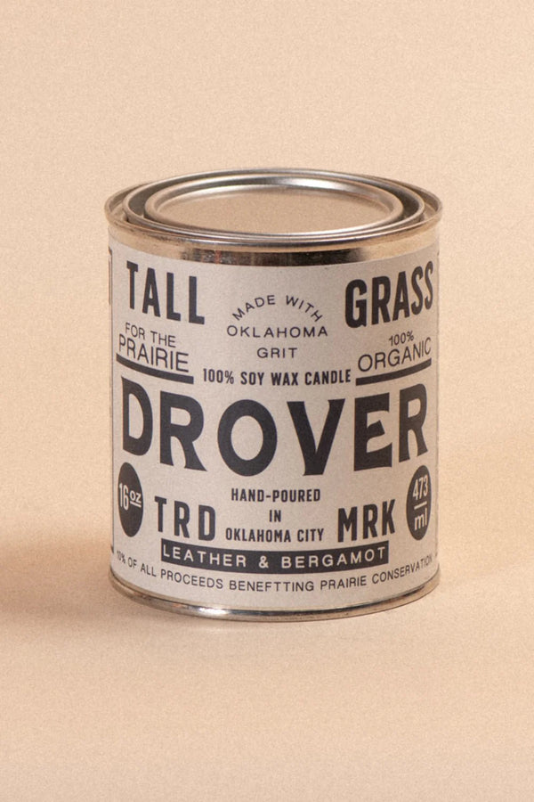 Tallgrass Supply Co. Drover: Leather + Bergamot Soy Wax Candle