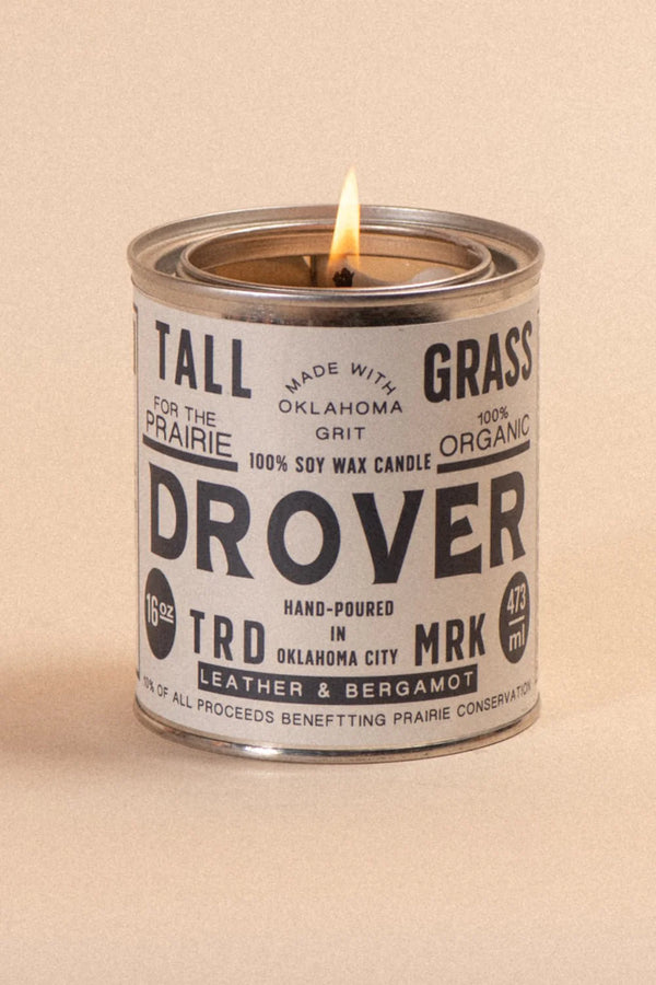 Tallgrass Supply Co. Drover: Leather + Bergamot Soy Wax Candle