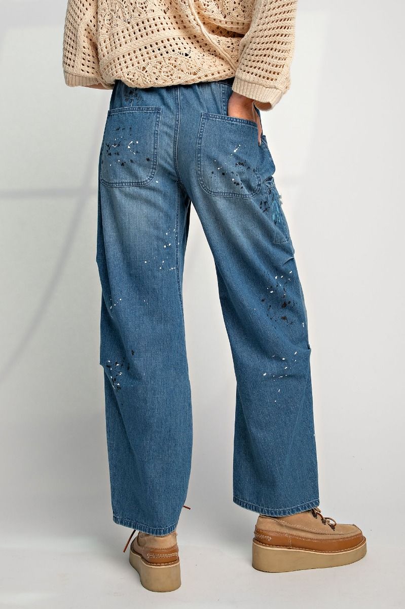 EASEL DRAWSTRING SPLATTER PRINT PANT