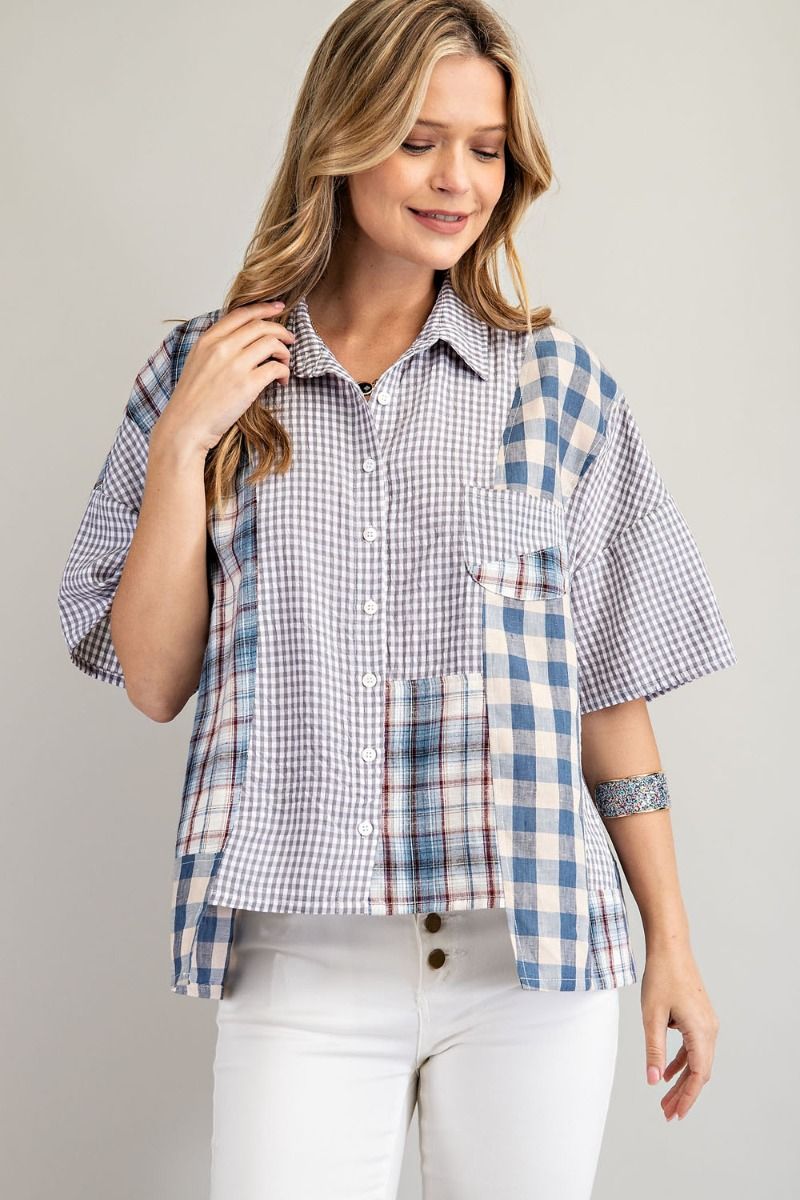 EASEL PATCHWORK SWING BLOUSE