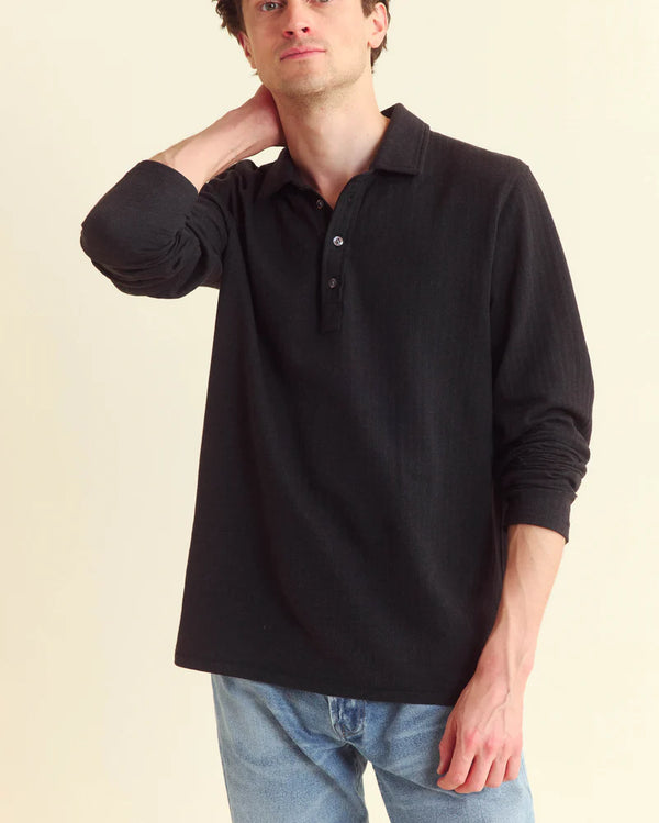 BILLY REID Long-Sleeve Herringbone Polo