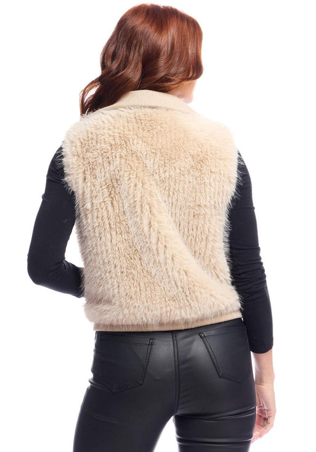 FABULOUS FURS Champagne Fox Faux Fur Parkside Zip Vest