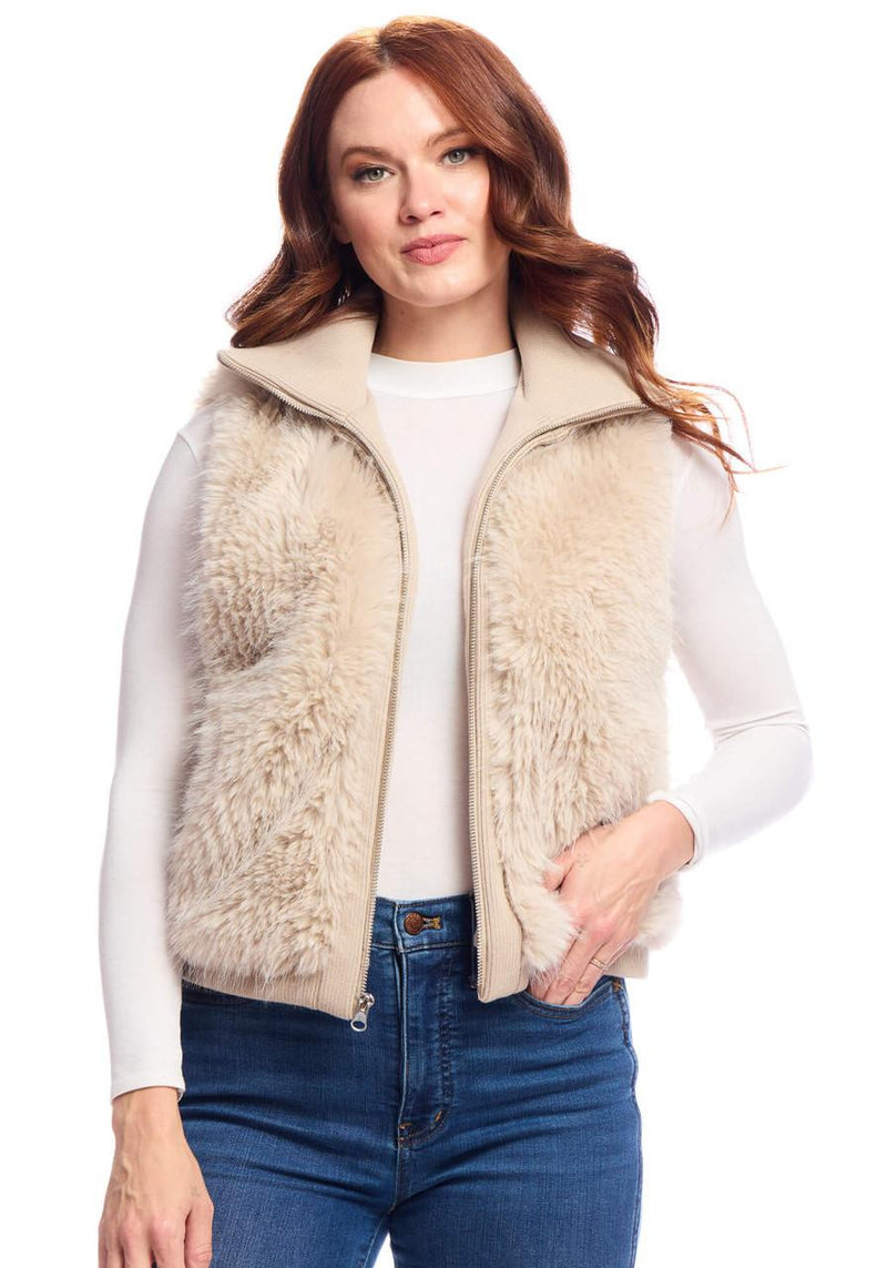 FABULOUS FURS Champagne Fox Faux Fur Parkside Zip Vest