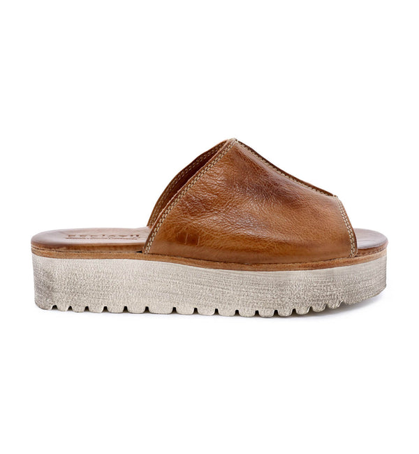 Brown leather platform sandal