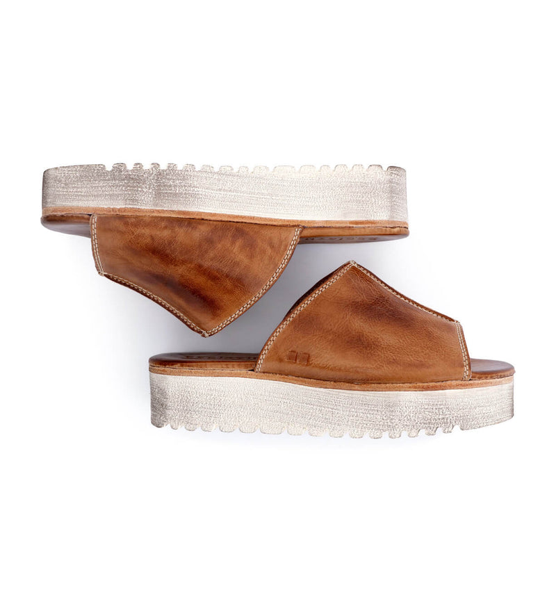 Brown leather platform sandal