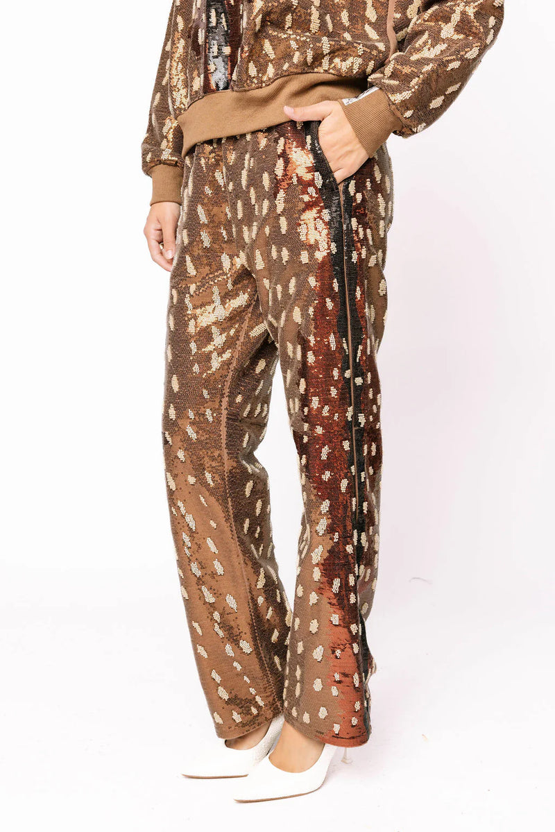 Queen of Sparkles Brown Deer Print Pant