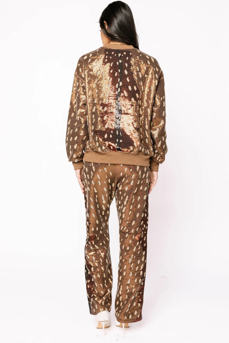 Queen of Sparkles Brown Deer Print Pant