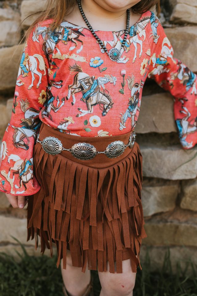 SHEA BABY SUEDE FRINGE SKIRT