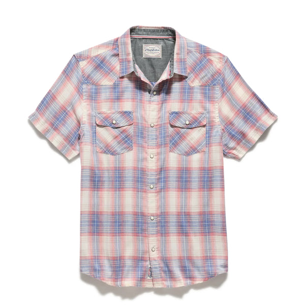 Plaid short-sleeve shirt on a white background