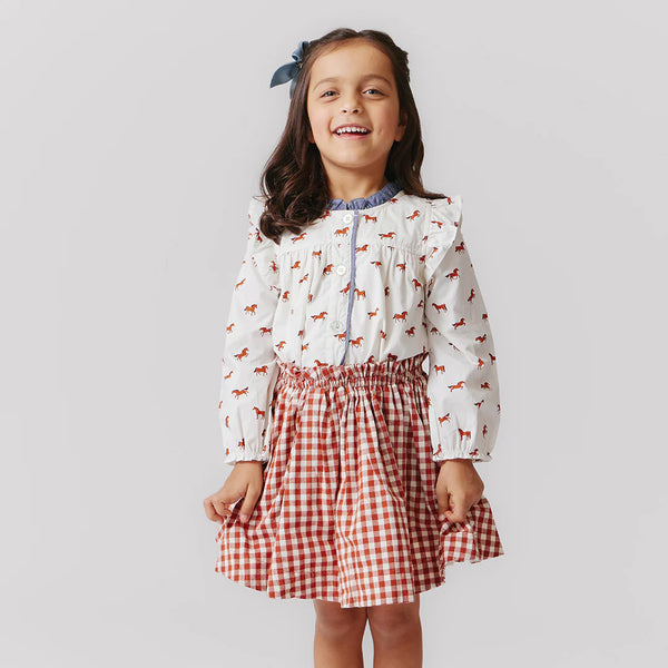 PINK CHICKEN Girls Theodore Skirt - Pony Gingham