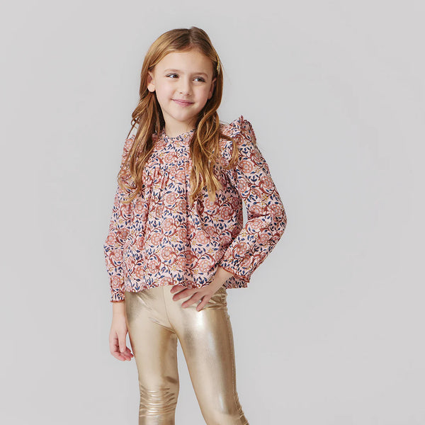 PINK CHICKEN Girls Lame Legging - Light Gold