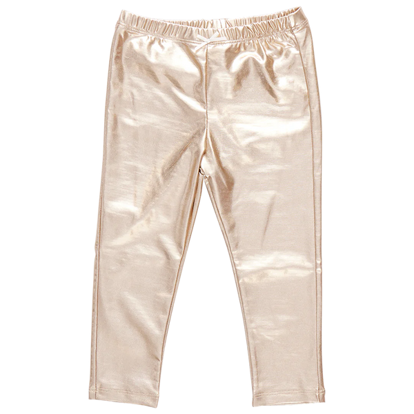 PINK CHICKEN Girls Lame Legging - Light Gold