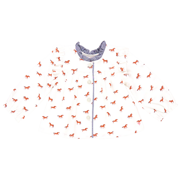 PINK CHICKEN Girls Kalani Button Up Top - Tiny Horses