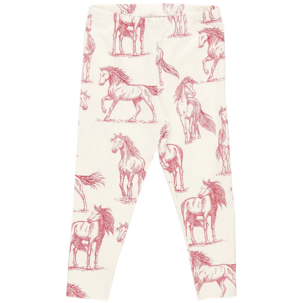 PINK CHICKEN Girls Organic Legging - Vintage Rose Horses