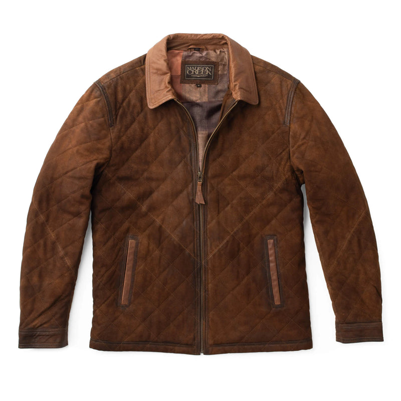 MADISON CREEK Hickory Quilted Waxed Goat Suede Leather Jacket