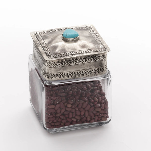 J ALEXANDER Silver Canister with Turquoise - Small