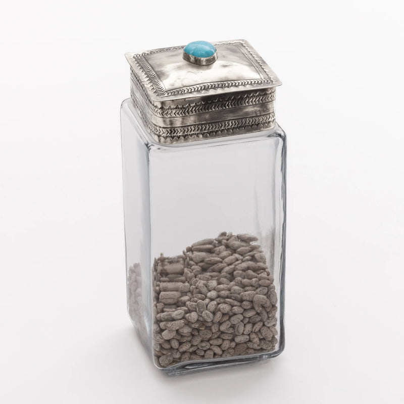 J ALEXANDER Silver Canister with Turquoise - Large