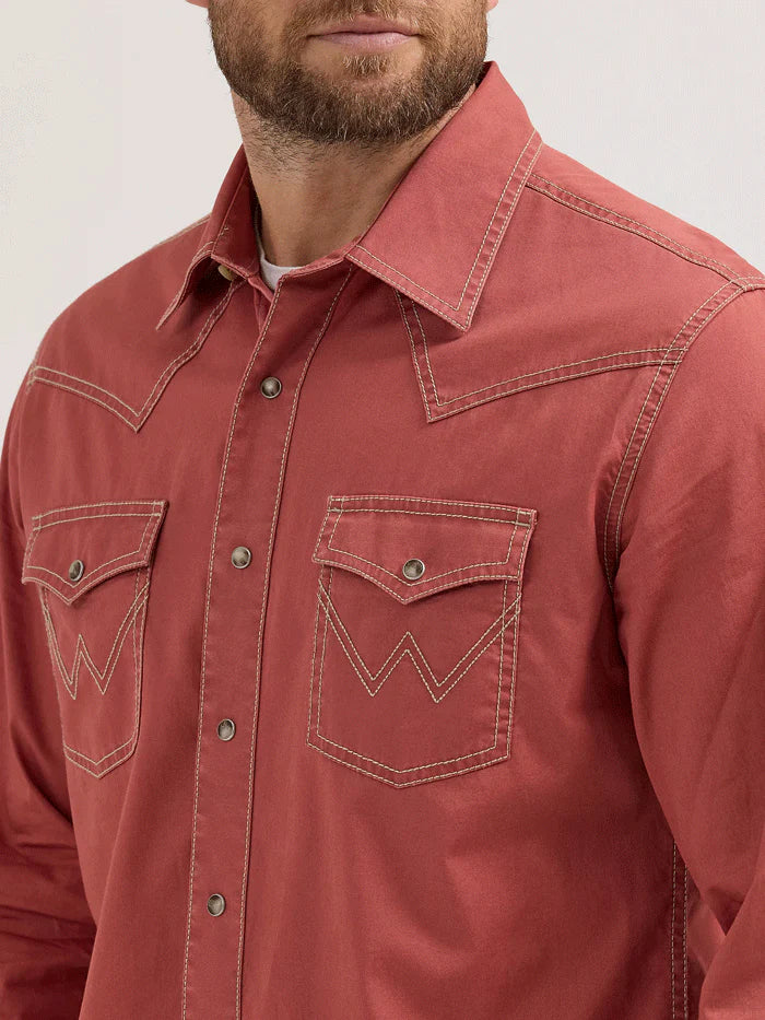 Wrangler Retro Premium Long Sleeve Shirt Sunset Rust