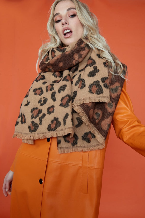 Jayley Leopard Print Animal Print Cashmere Blend Wrap