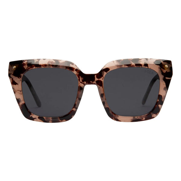 Blonde tort frames with smoke polarized lenses sunglasses