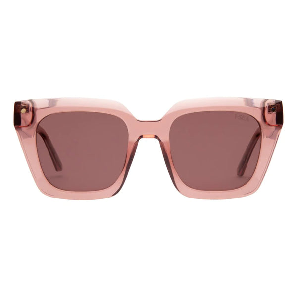 Watermelon frames with plum polarized lenses sunglasses