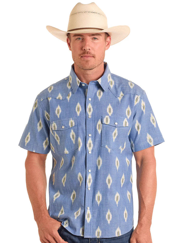 Panhandle Slim Aztec Clouded Blue Sky Western Shirt