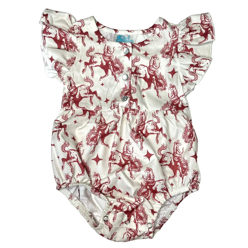 Shea Baby Plaid Bucking Horse Shirt Romper