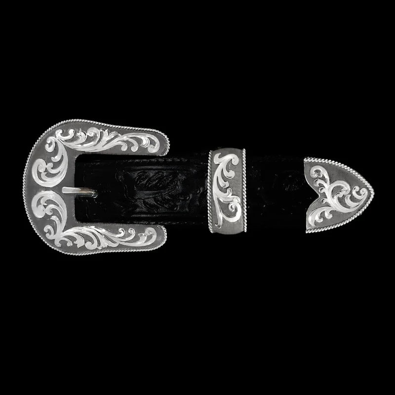 Sterling silver belt buckle set 
