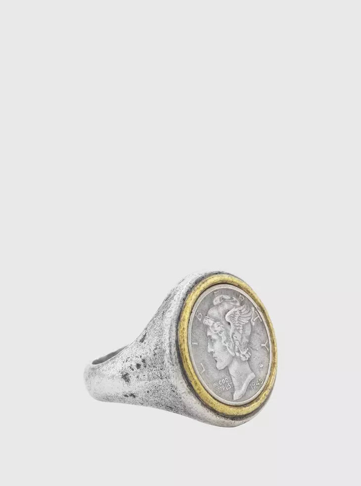 JOHN VARVATOS MERCURY COIN RING- SIZE 6