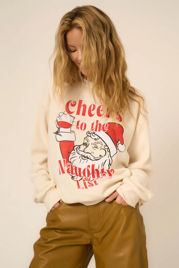 Project Social Cheers To The Naughty List Sweatshirt - Cozy Cream