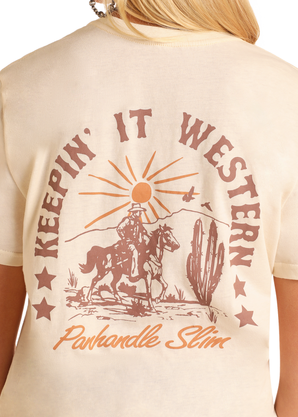 Panhandle Slim Unisex Keepin it Western Graphic Tee Natural