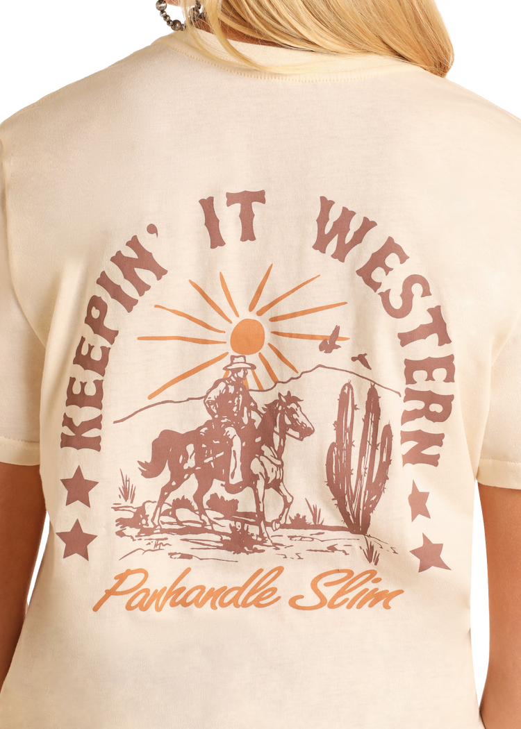 Panhandle Slim Unisex Keepin it Western Graphic Tee Natural