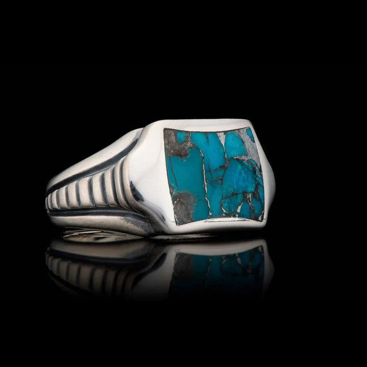 William Henry Sleek Silver and Turquoise Ring