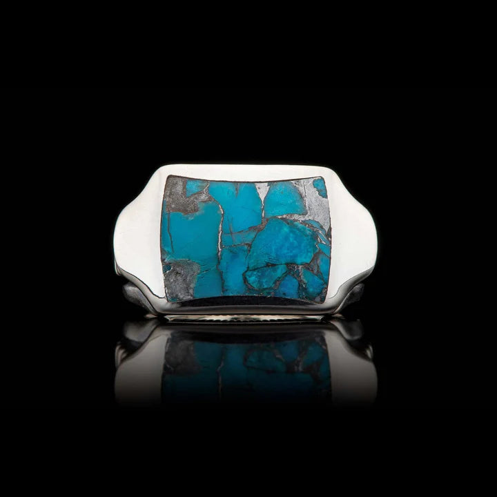 William Henry Sleek Silver and Turquoise Ring