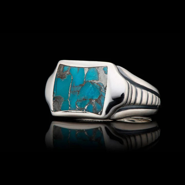 William Henry Sleek Silver and Turquoise Ring