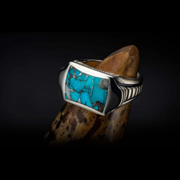 William Henry Sleek Silver and Turquoise Ring