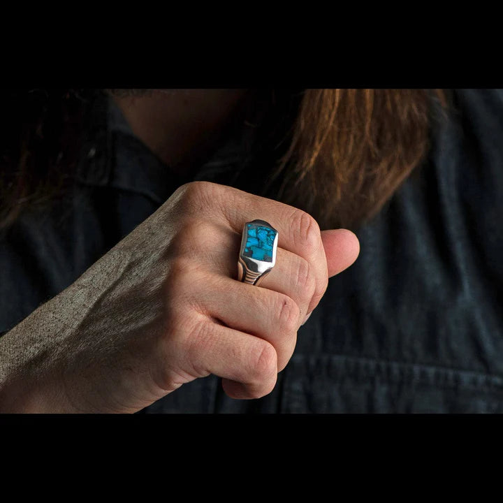 William Henry Sleek Silver and Turquoise Ring