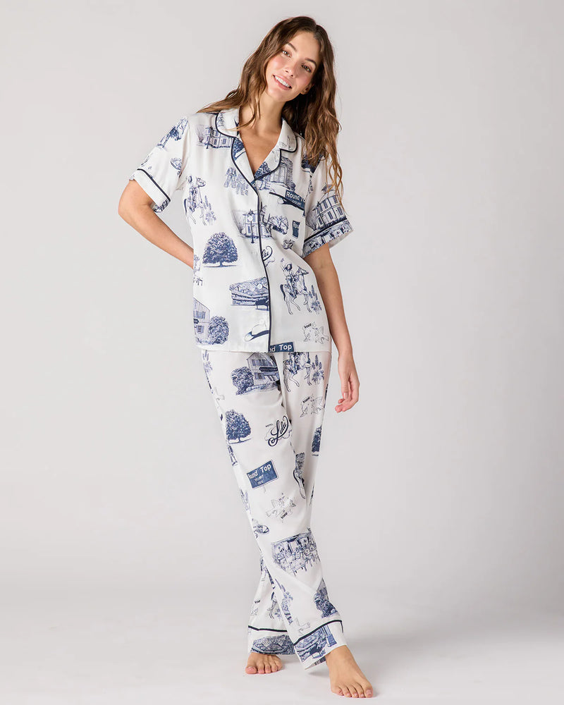 Katie Kime Round Top Toile Pajama Pants Set