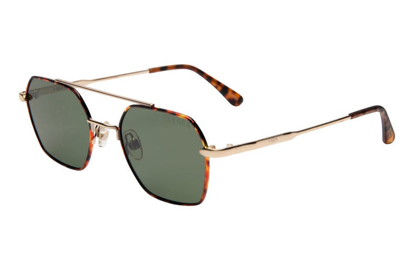 TORT FRAME WITH GREEN LENS SUNGLASSES