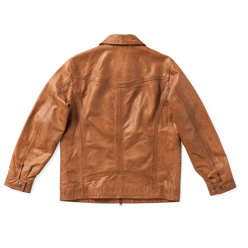 Brown leather jacket on a white background