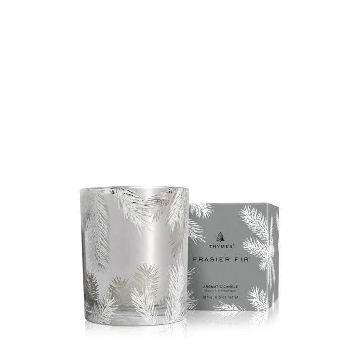 Thymes Frasier Fir Poured Candle, 6.5 oz Silver