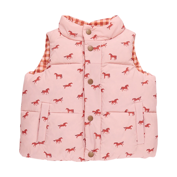 PINK CHICKEN Kids Reversible River Vest - Tiny Horses