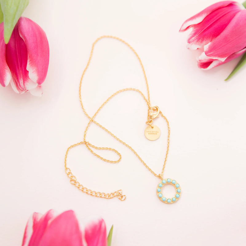 Christina Greene Turquoise Circle Pendant Necklace